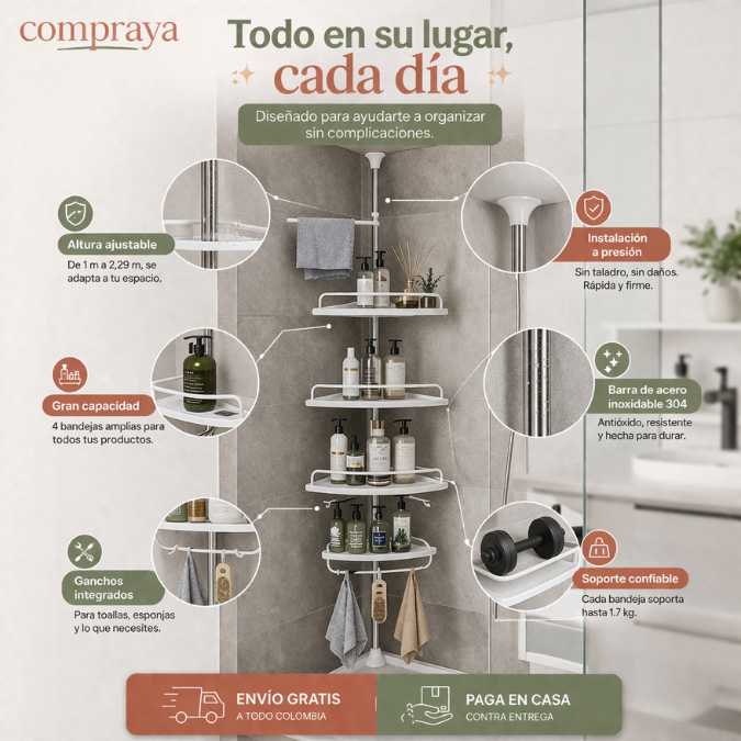 🛁 Organizador Esquinero Ajustable para Baño